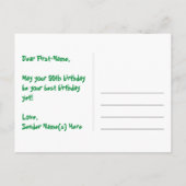 50. Geburtstag: Rosa Streifen & Herz, Regenbogen 5 Postkarte (Rückseite)