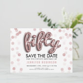 50. Geburtstag Rose Gold Balloons Glitzer Einladung (Stehend Vorderseite)