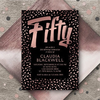 50. Geburtstag Rose Gold Confetti Einladung