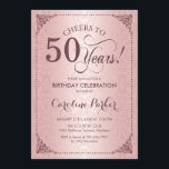 50. Geburtstag - Rose Gold Damask Einladung<br><div class="desc">Einladung zum 50. Geburtstag. Elegante Vintage Imitate Rose Gold-Design mit Damast-Muster. Enthält Skript-Schriftart. Bis 50 Jahre! Kann in jedem Alter personalisiert werden! Nachricht,  wenn Sie weitere Anpassungen benötigen.</div>