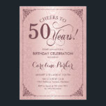 50. Geburtstag - Rose Gold Damask Einladung<br><div class="desc">Einladung zum 50. Geburtstag. Elegante Vintage Imitate Rose Gold-Design mit Damast-Muster. Enthält Skript-Schriftart. Bis 50 Jahre! Kann in jedem Alter personalisiert werden! Nachricht,  wenn Sie weitere Anpassungen benötigen.</div>