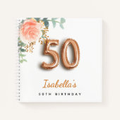 50. Geburtstag Rose Gold Eukalyptus Gästebuch Notizblock (Vorderseite)