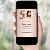 50. Geburtstag Rose Gold Foto Luxus Einladung