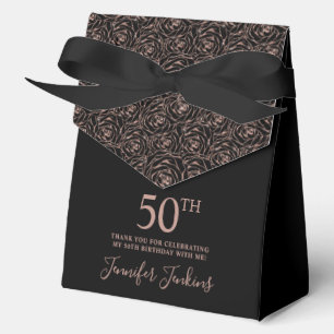 50. Geburtstag Rose Gold Glitter Rosen Danke  Geschenkschachtel