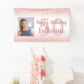 50. Geburtstag Rose Gold Glitzer Lights Foto Banner (Insitu)