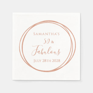 50. Geburtstag Rose Gold Minimal Geburtstagsparty Serviette