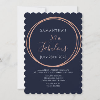 50. Geburtstag Rose Gold Navy Geburtstagseinladung Einladung