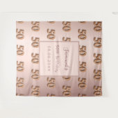 50. Geburtstag Rose Gold rosa Monogramm luxuriös Wandteppich (Vorderseite (Horizontal))