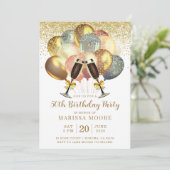 50. Geburtstag Rose Gold und Gold Glitzer Einladun Einladung (Stehend Vorderseite)