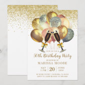 50. Geburtstag Rose Gold und Gold Glitzer Einladun Einladung (Vorne/Hinten)