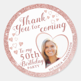 50. Geburtstag Rose Gold und Weiß Vielen Dank Runder Aufkleber