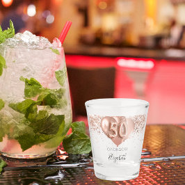 50. Geburtstag Rose Goldballons Name Schnapsglas