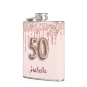 50. Geburtstag Rose Goldene Freunde Flachmann (Links)