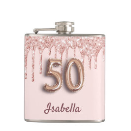 50. Geburtstag Rose Goldene Freunde Flachmann