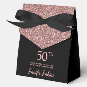 50. Geburtstag Roségold Glitter Dankeschön Geschenkschachtel