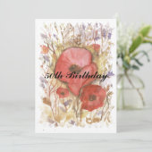 50. Geburtstag Roter Mohn Einladung (Stehend Vorderseite)