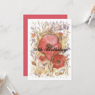 50. Geburtstag Roter Mohn Einladung