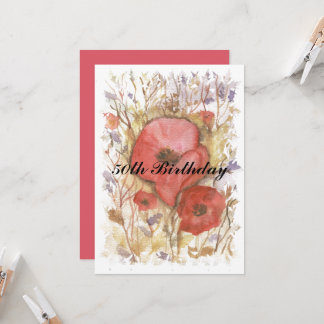 50. Geburtstag Roter Mohn Einladung