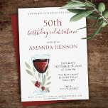 50. Geburtstag Roter Wein Party Einladung<br><div class="desc">50. Geburtstag Roter Wein Wasserfarbe Party Einladung. 50. Geburtstagsfeier für sie oder ihn. Einladung mit Aquarellglas, Rose und Zweige auf weißem Hintergrund. Der Text ist vollständig anpassbar - personalisieren Sie ihn mit Ihrem Namen, jedem Alter - 30. 40. 50. 60. 70. 80. 90. 100., Datum und Uhrzeit, Ort und UAWG....</div>
