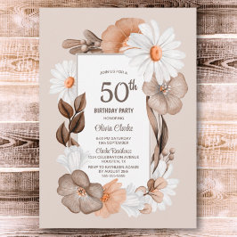50. Geburtstag Rustic Boho Floral Party Einladung