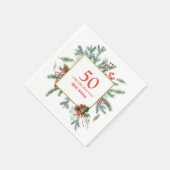 50. Geburtstag Rustikale Winterlandschaft Serviette (Ecke)