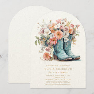 50. Geburtstag Rustikales Cowgirl Boots Blume Einladung