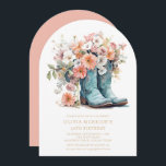50. Geburtstag Rustikales Cowgirl Boots Blume Einladung<br><div class="desc">50. Geburtstag Rustikales Cowgirl Boots Blume Geburtstag Einladung mit einem Paar Ledercowgirl Stiefel mit pfirsich,  pink und weiß Blume und Ihre personalisierte 50. Geburtstagsfeier Einladung Informationen unten. Erstellt von Evco Studio www.zazzle.com/store/evcostudio</div>