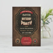 50. Geburtstag Save the Date Chalkboard & Holz (Stehend Vorderseite)