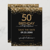 50. Geburtstag Save the Date Einladung (Vorne/Hinten)