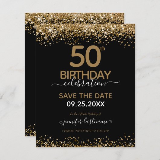 50. Geburtstag Save the Date Einladung (Vorne/Hinten)