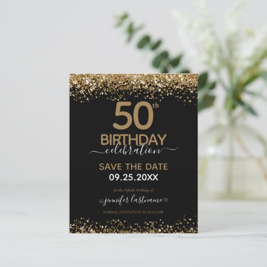 50. Geburtstag Save the Date Einladung (Stehend Vorderseite)