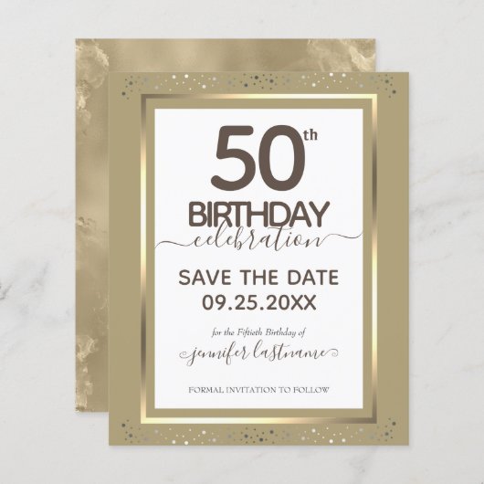 50. Geburtstag Save the Date Einladung (Vorne/Hinten)