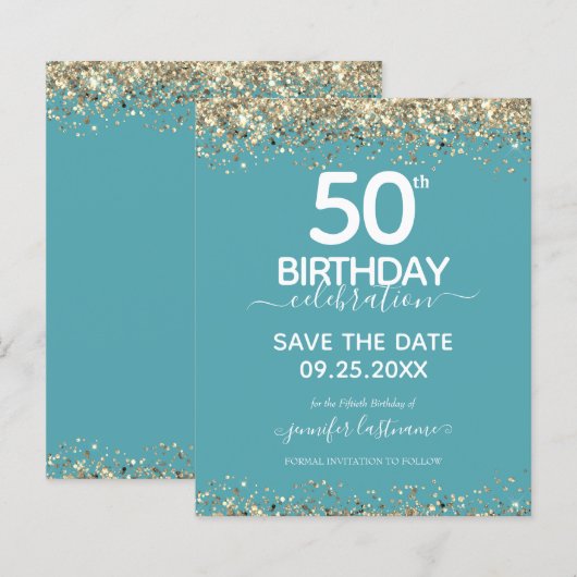 50. Geburtstag Save the Date Einladung (Vorne/Hinten)