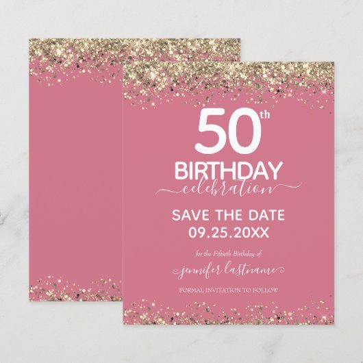50. Geburtstag Save the Date Einladung (Vorne/Hinten)