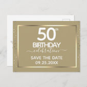 50. Geburtstag Save the Date Einladung Postkarte (Vorne/Hinten)