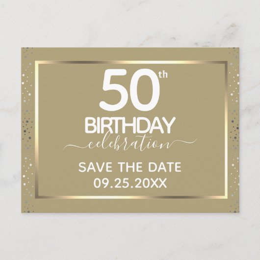50. Geburtstag Save the Date Einladung Postkarte (Vorderseite)