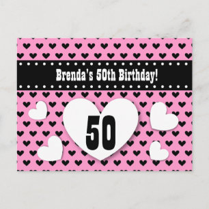 50. Geburtstag Save the Date Geburtstag A19 Rosa Ankündigungspostkarte