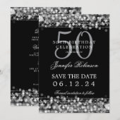 50. Geburtstag Save the Date mit Details Einladung (Vorne/Hinten)