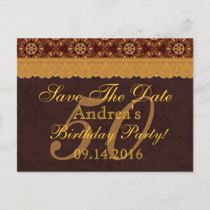 50. Geburtstag Save the Date Schokolade Gold Lace  Ankündigungspostkarte
