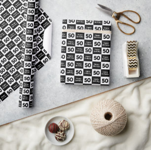 50. Geburtstag Schachbrett-Design Geschenkpapier