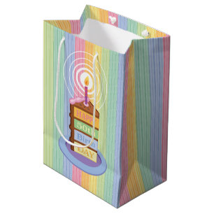 50. Geburtstag Schokolade Rainbow Layered Cake Sli Mittlere Geschenktüte