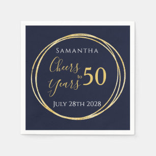 50. Geburtstag Schreit zu 50 Jahren Navy Gold Part Serviette