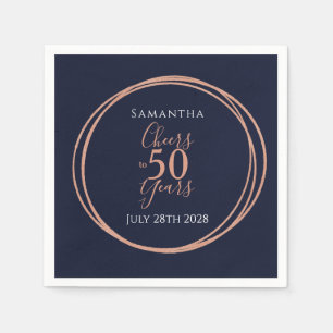 50. Geburtstag Schreit zu 50 Jahren Navy Rose Gold Serviette