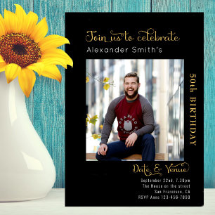 50. Geburtstag schwarz Einladung