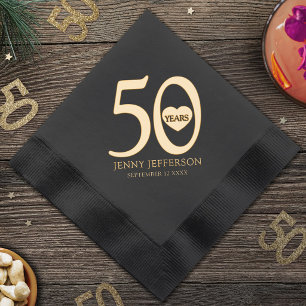 50. Geburtstag Schwarz Gold benutzerdefinierte Mei Servietten Mit Folie