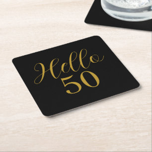 50. Geburtstag Schwarz Gold Geburtstag Rechteckiger Pappuntersetzer