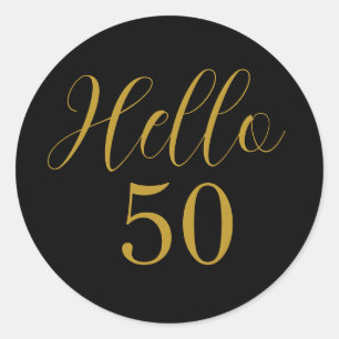 50. Geburtstag Schwarz Gold Geburtstag Runder Aufkleber