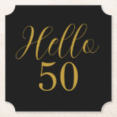 50. Geburtstag Schwarz Gold Geburtstag Untersetzer (Vorderseite)