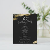 50. Geburtstag Schwarz-Gold-Party-Menü Flyer (Stehend Vorderseite)