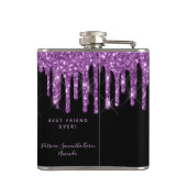 50. Geburtstag Schwarz lila Glitzer Skriptfreunde Flachmann (Rückseite)